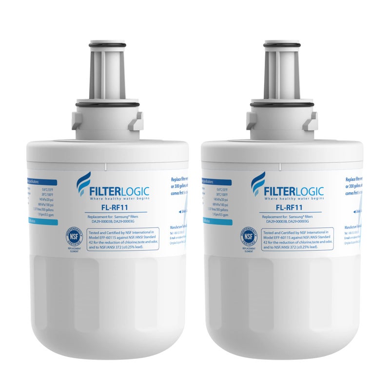 Filterlogic DA29-00003G Refrigerator Water Filter, Replacement for Samsung DA29-00003B, RSG257AARS, RFG237AARS, HAFCU1, RFG297AARS, RS22HDHPNSR, WSS-1, 2 Filters - Image 1